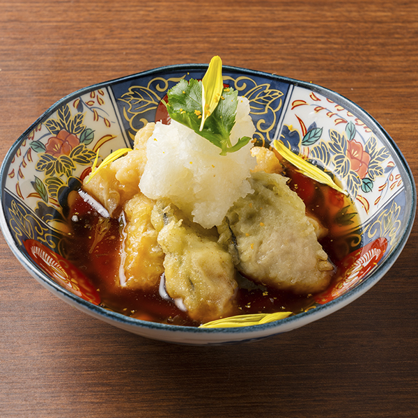 牡蠣と筍の揚げ出し新玉ねぎおろしの画像