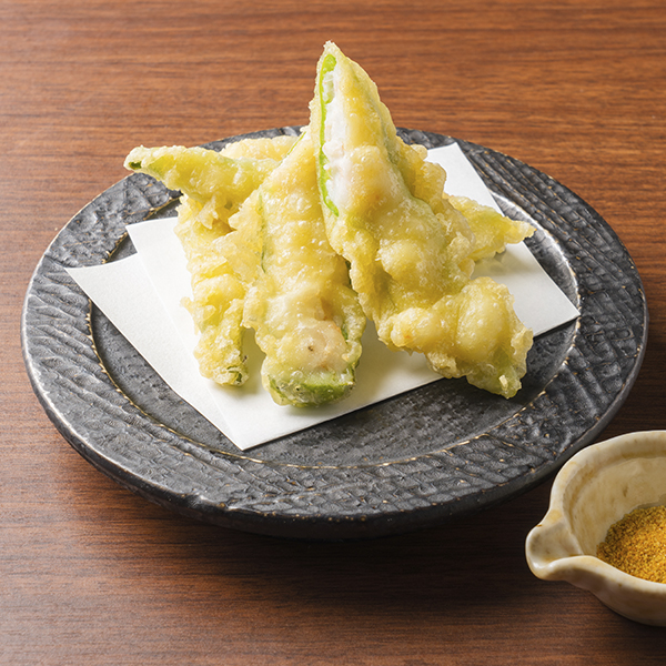 万願寺唐辛子の海老真丈揚げ